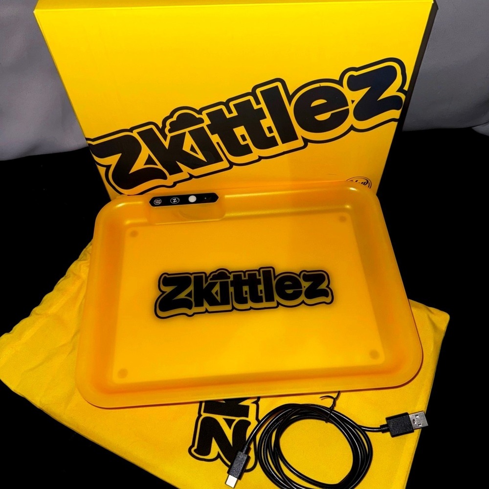 NEW Zkittlez Yellow Glow Tray LED Rolling Tray Light up Rolling Tray 11x7in